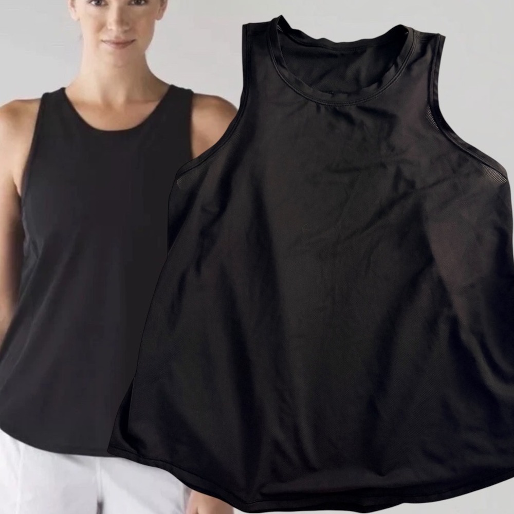 Lululemon Sculpt Tank Top Black Mesh Running Tank Size 8